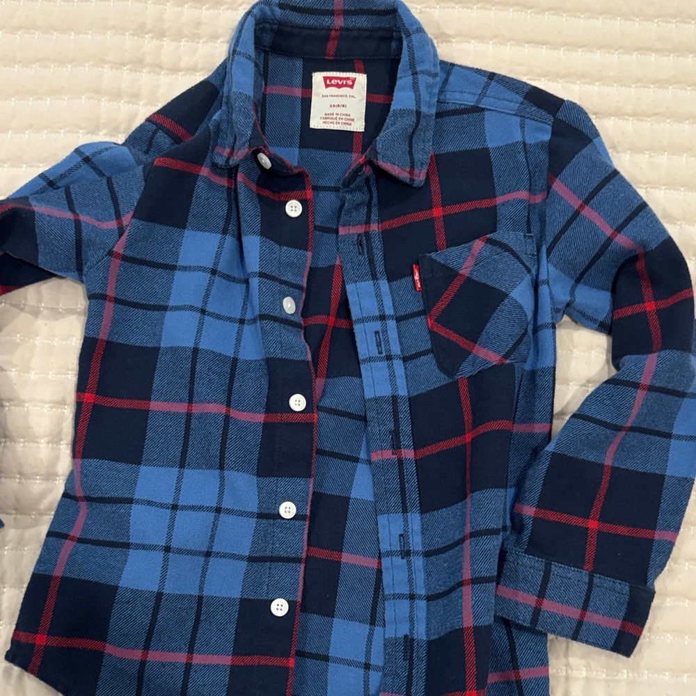 Levi's Kids Navy and Light Blue Checkered Shirt